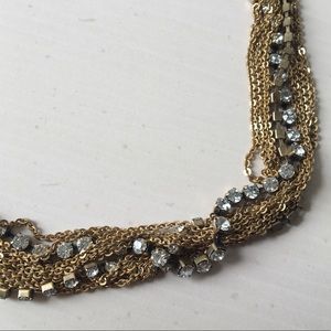 J.Crew Gold Chain + Rhinestone Necklace LIKE NEW